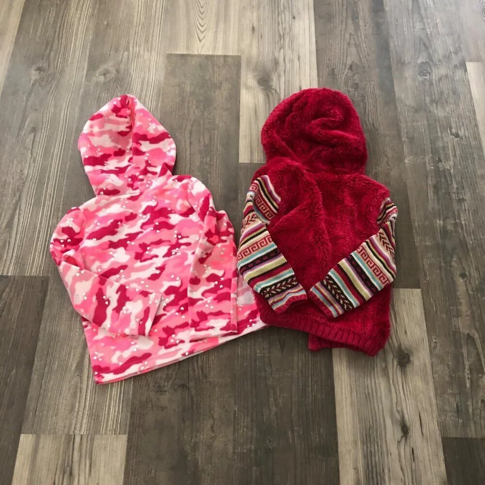 Maggie‎ & Zoe/ Jumping Beans Girls 4T Red and Pink Hoodies Bundle